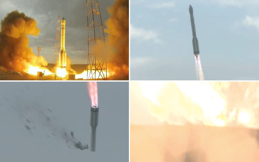 载有卫星的俄罗斯火箭发射后坠毁